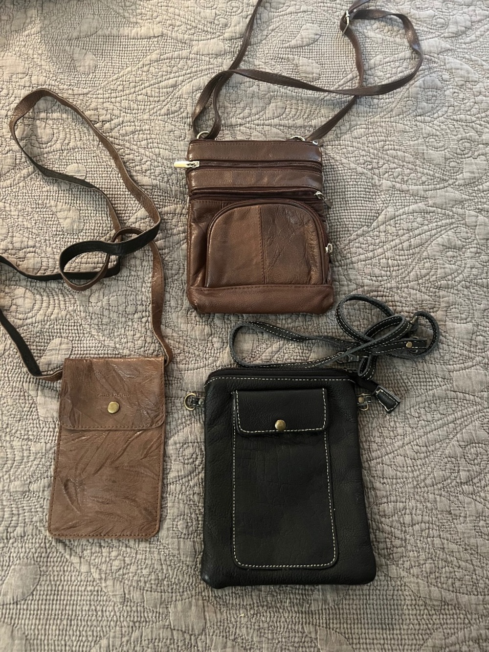 Lot of 3 Real Leather Crossbody Bags, Myra & Chalk Factory and Unbranded